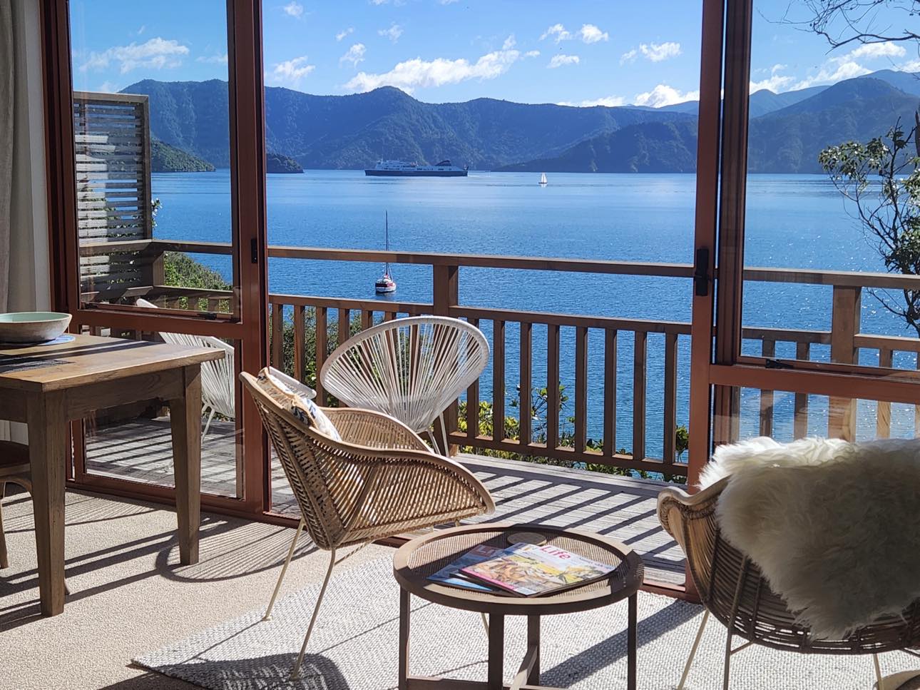View across the deck from Seascape Cottage